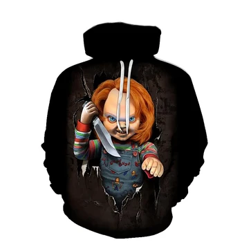 Chucky Halloween papusa de groaza hanorac Casual clovn cu Gluga pulover Brand design Bărbați femei hoodies moda Tricou