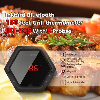 Inkbird Vânzare Fierbinte IBT-6XS LED C/F Digitale fără Fir Bluetooth Cuptor de Gătit GRĂTAR Grill Termometru Cu ȘASE Sonde