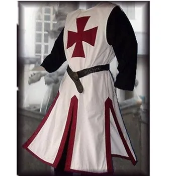 Războinici Medieval Cavalerii Templieri Cruciat Costum Adult, Barbati Rochie Camasa Top Cross LARP Cosplay Costum Tabard Surcoat Tunica