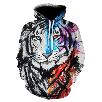 Nou animal-print hoodie pentru bărbați 3d hanorac brand tricou sacou premium pulover elegant trening două tigru strada straturi
